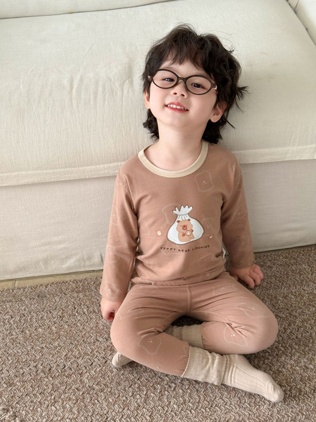 Boneless Pure Cotton Thermal Underwear Set For Boys And Girls Autumn Tops And Pants by Baby Joy