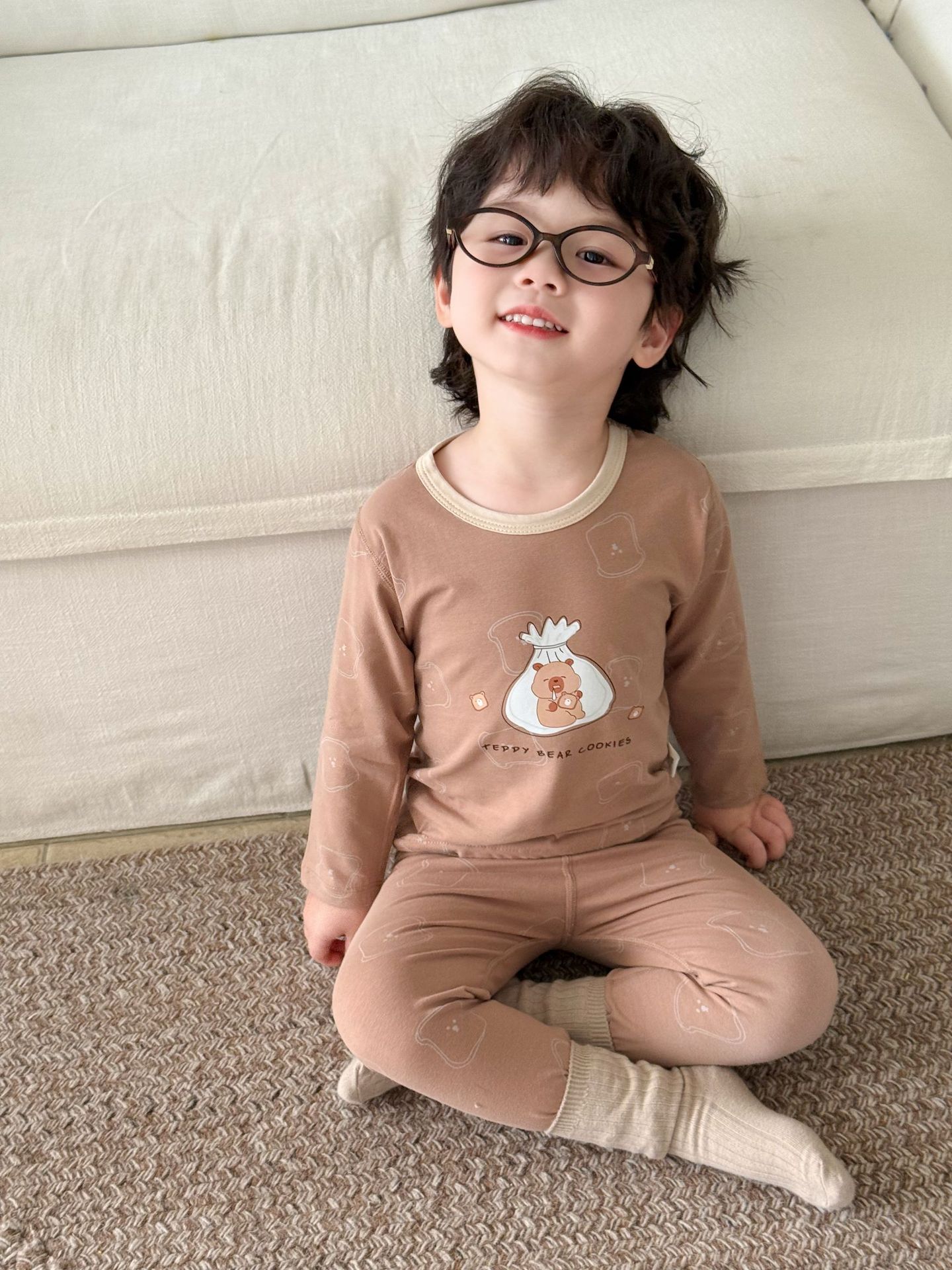 Boneless Pure Cotton Thermal Underwear Set For Boys And Girls Autumn Tops And Pants by Baby Joy