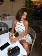 Cheryl Dot Printed Sexy A-Line Dress by Celidior