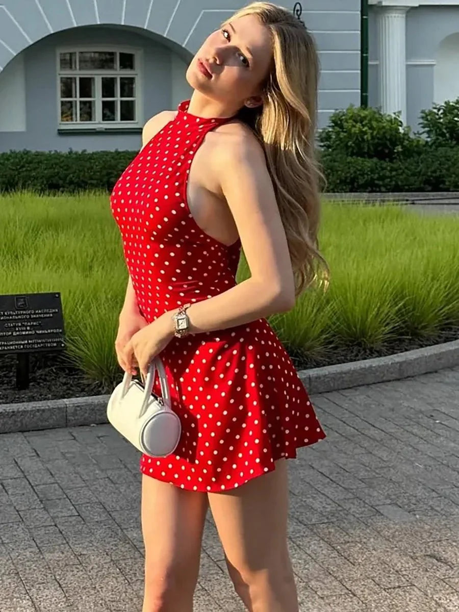 Cheryl Dot Printed Sexy A-Line Dress by Celidior