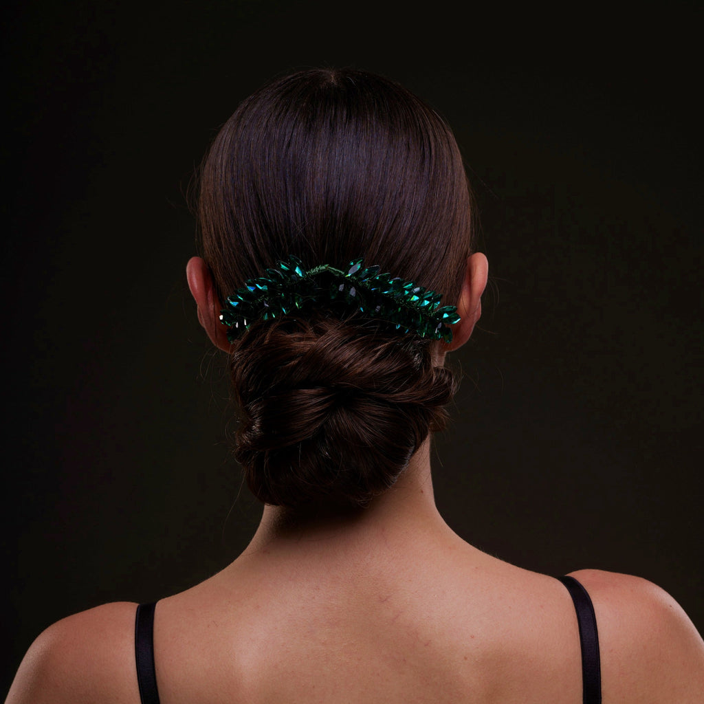 Emerald Green Crystal Leaf Hair Comb Set by Bridal Port