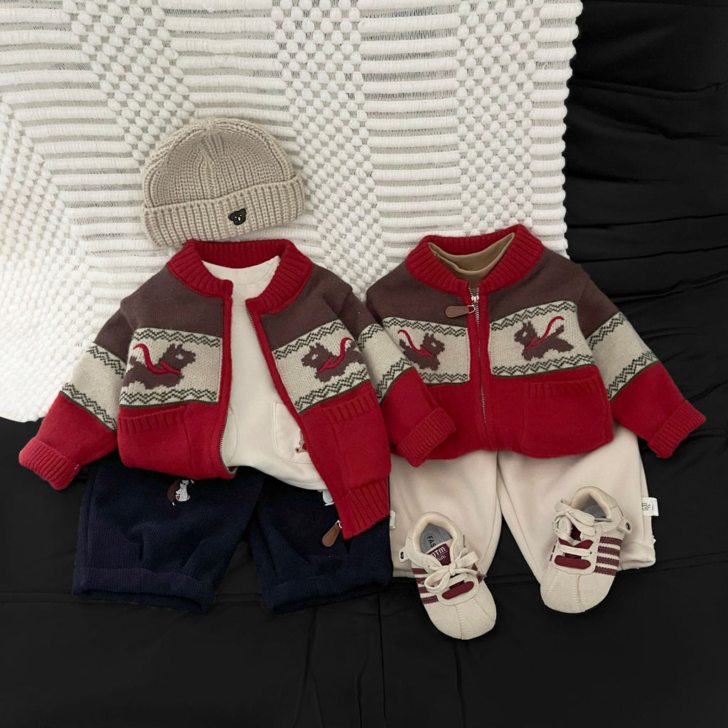 Autumn Winter Fleece-Lined Thickened Warm Knitted Cardigan Coat by Baby Joy