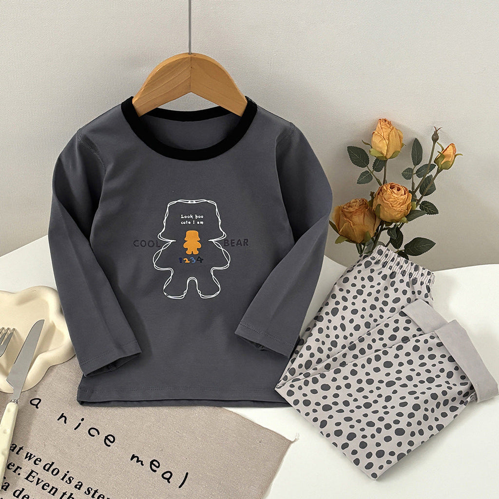 Boneless Pure Cotton Thermal Underwear Set For Boys And Girls Autumn Tops And Pants by Baby Joy