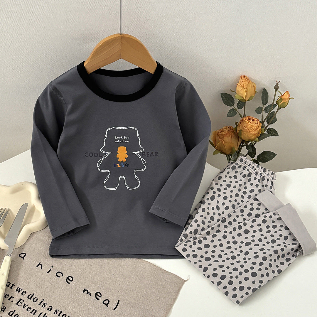 Boneless Pure Cotton Thermal Underwear Set For Boys And Girls Autumn Tops And Pants by Baby Joy