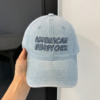 American Retro Washed Denim Peaked Cap — Korean Style Vintage Baseball Hat by FitiqueFit