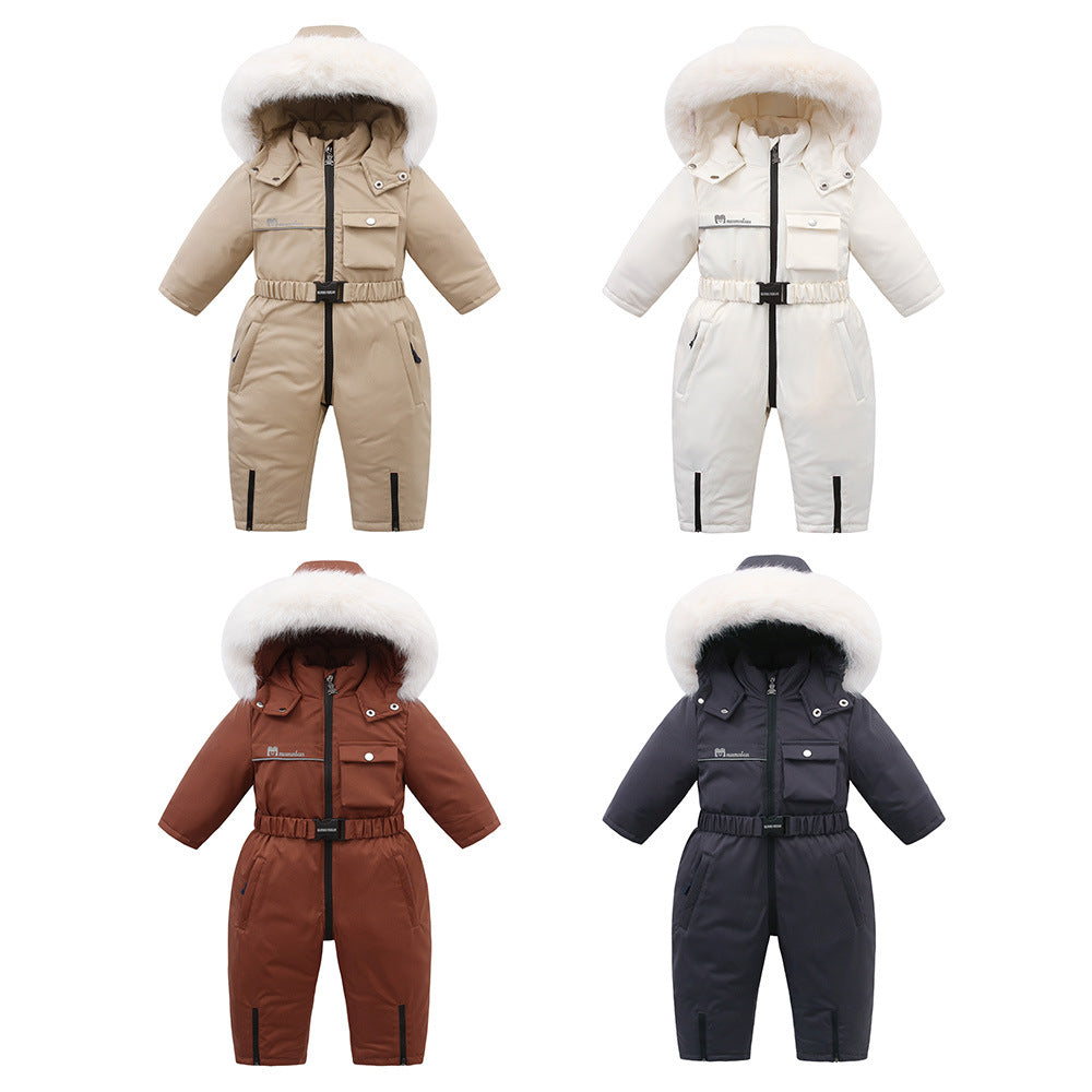 Autumn And Winter Fleece-lined Overalls Ski Suit For Children by Baby Joy