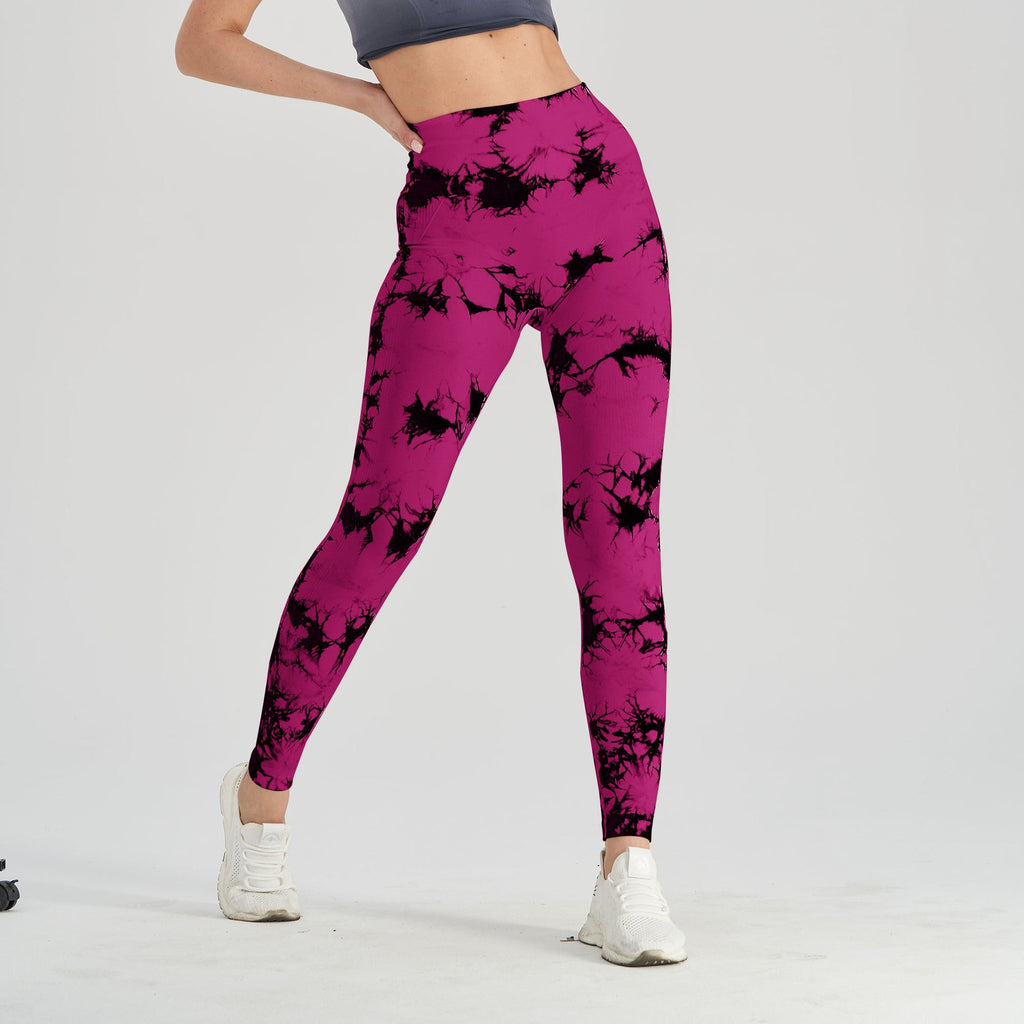 Women's Seamless Tie-Dye Yoga Pants – Knitted High-Waist Leggings by FitiqueFit