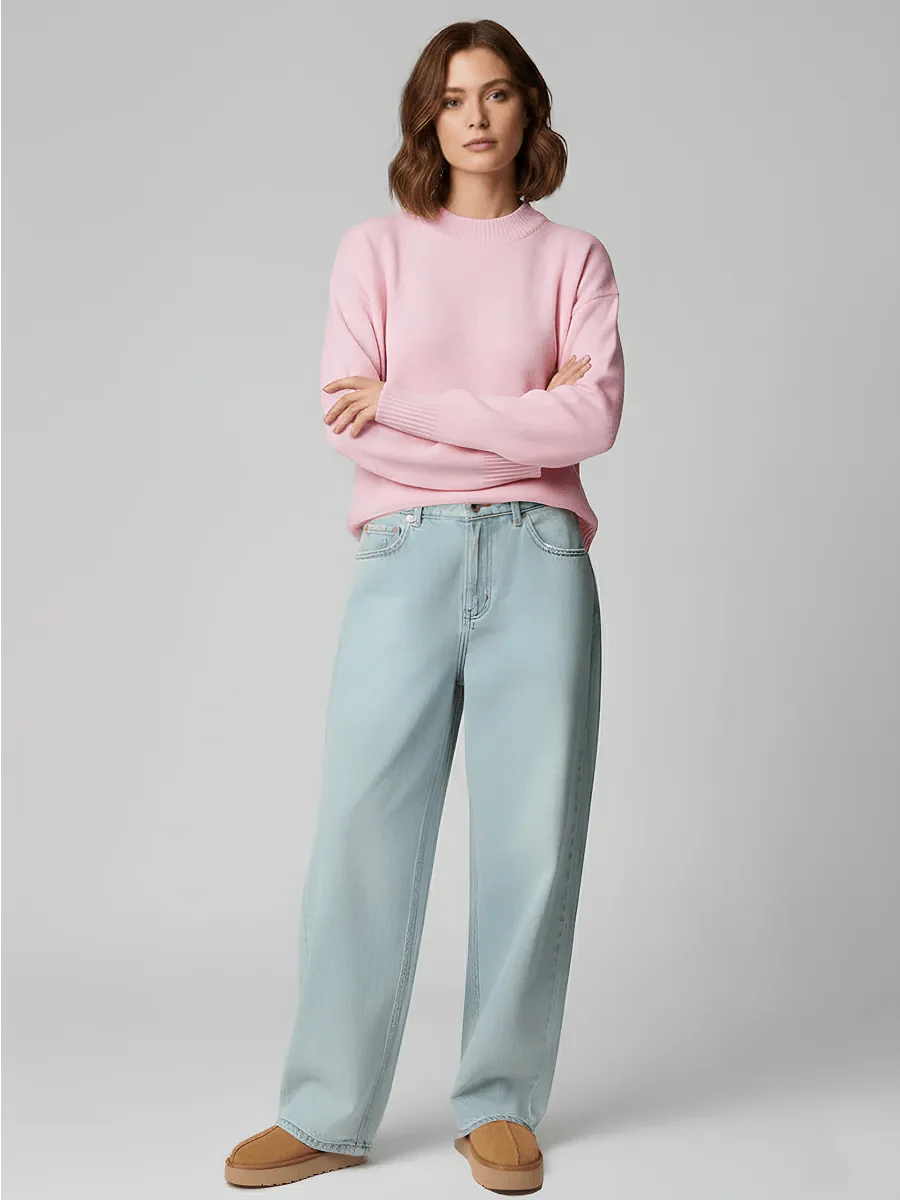 Deidra Crew Neck Pullover Sweater by Celidior