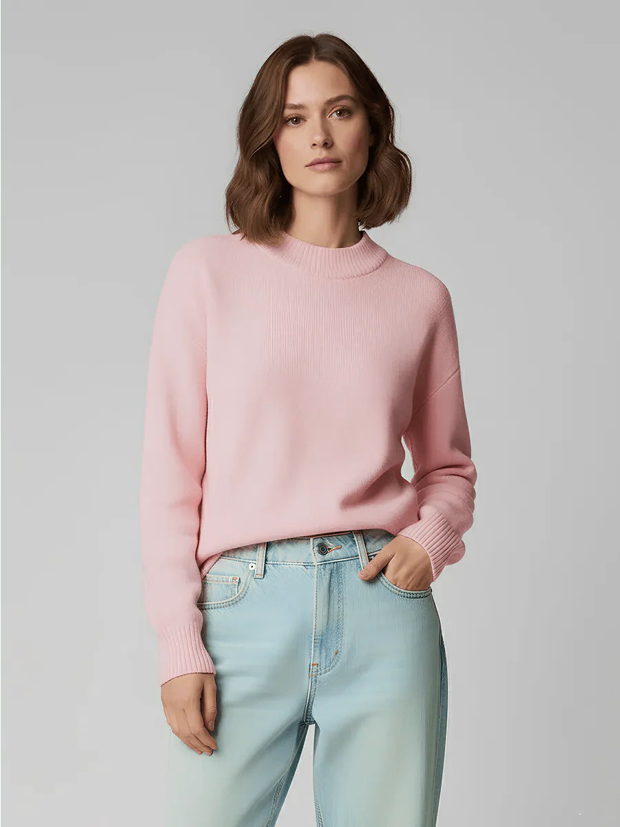 Deidra Crew Neck Pullover Sweater by Celidior