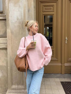 Deidra Crew Neck Pullover Sweater by Celidior
