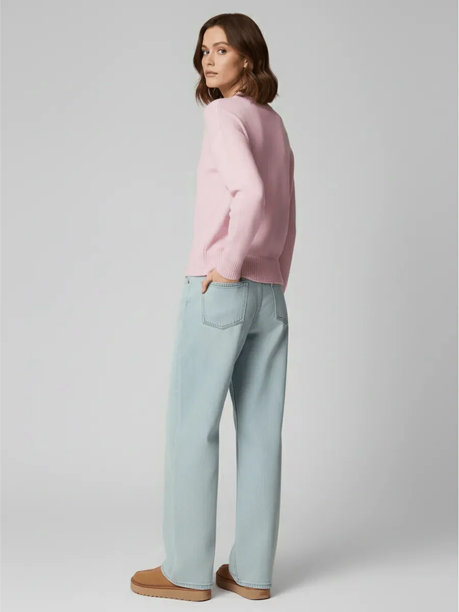 Deidra Crew Neck Pullover Sweater by Celidior