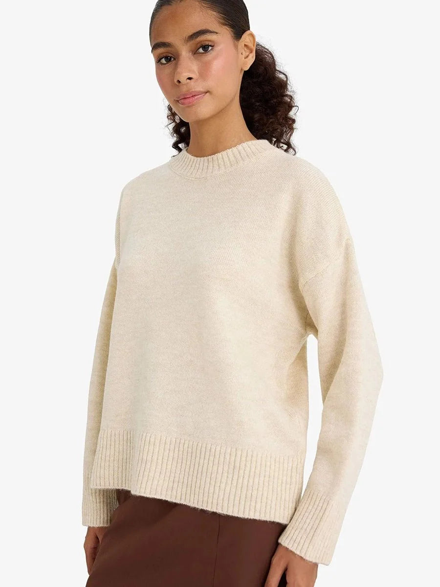 Deidra Crew Neck Pullover Sweater by Celidior