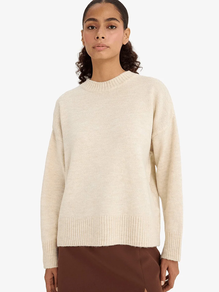 Deidra Crew Neck Pullover Sweater by Celidior