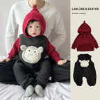 AutumnWinter Fleece-Lined Hooded Jumpsuit With Shoulder Straps by Baby Joy