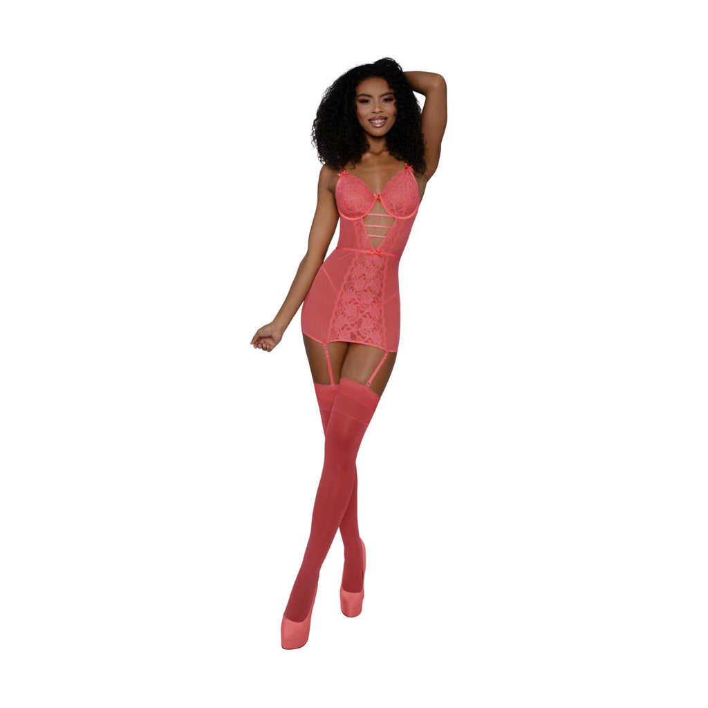 Dreamgirl Garter Chemise Set with Thong by Dreamgirl