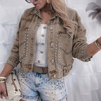 Women’s Studded Denim Jacket by FitiqueFit