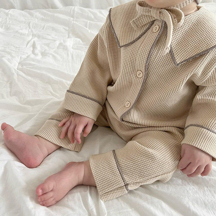 Baby Autumn Waffle-Knit Cardigan Set by Baby Joy