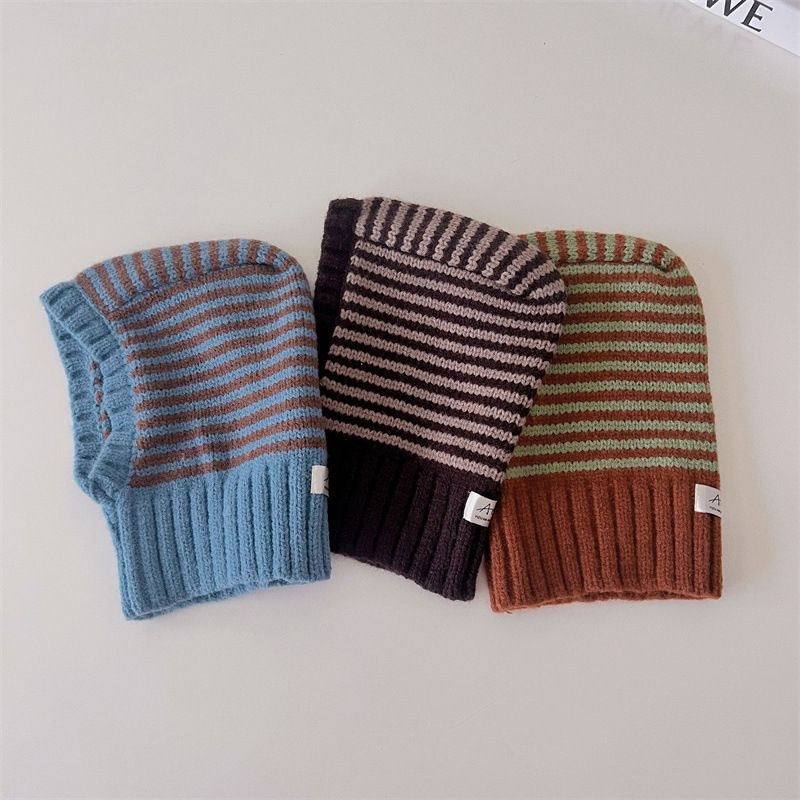 Childrens Contrast-Color Striped Knitted Hat by Baby Joy