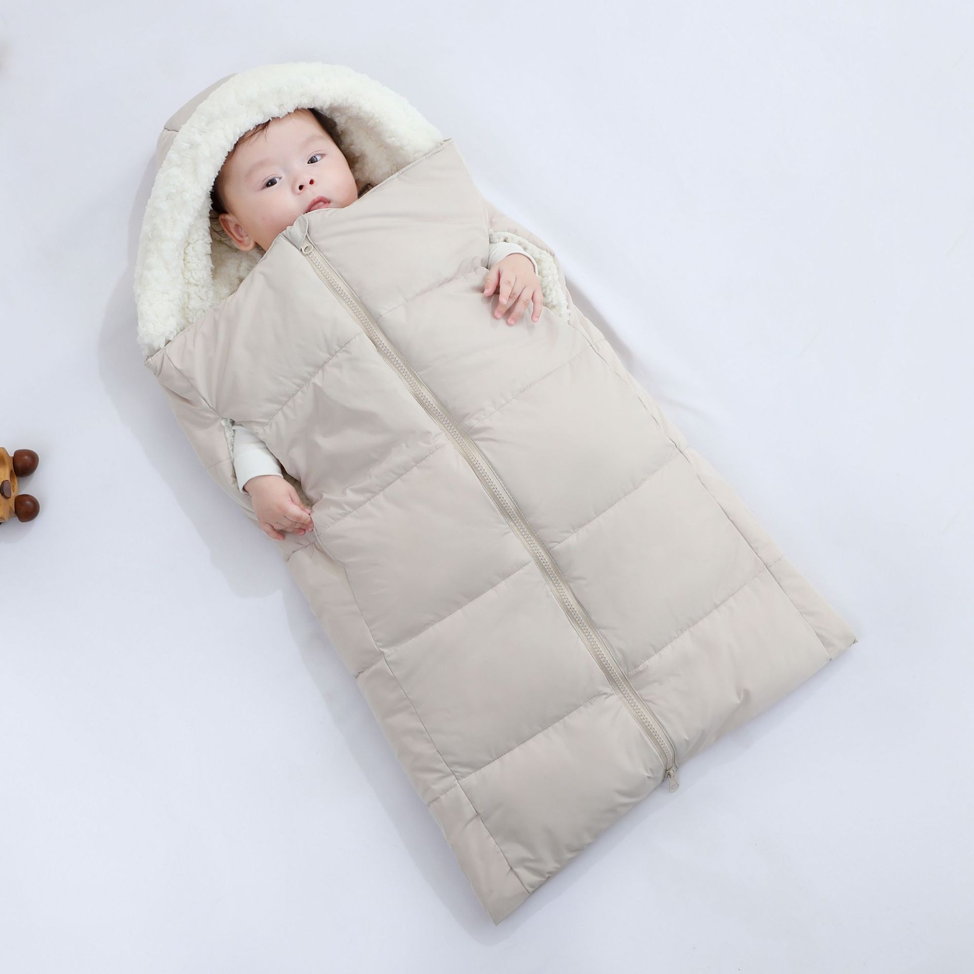 Autumn And Winter Warm Thickened Hooded Newborn Swaddle by Baby Joy