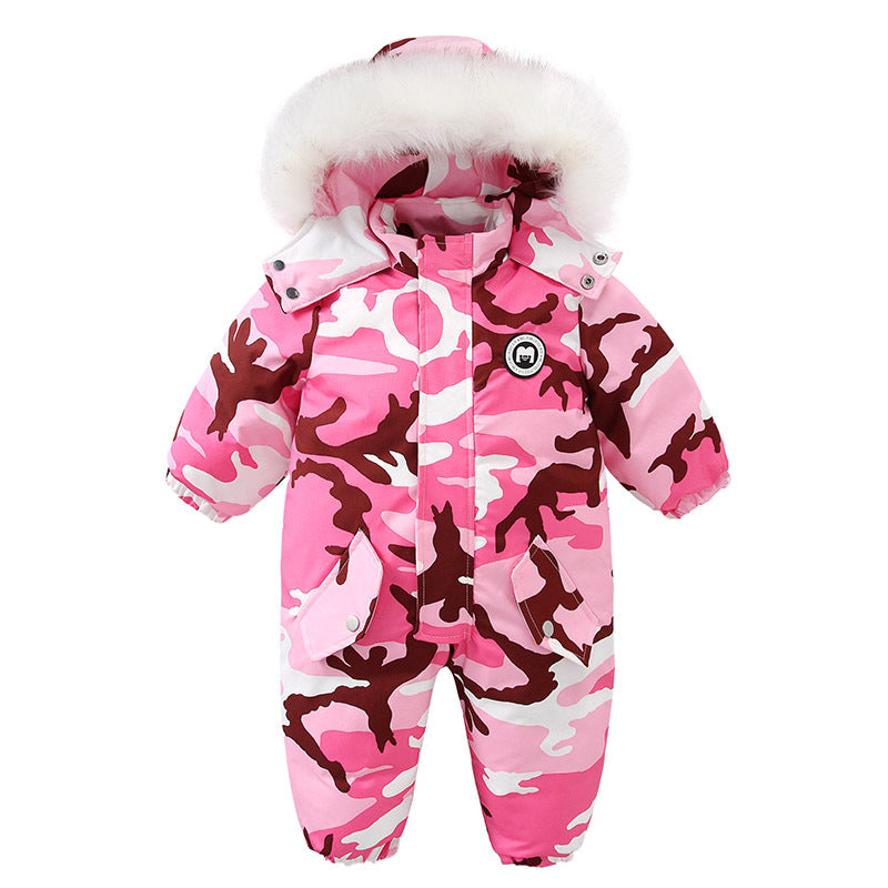 Waterproof Winter Ski Jumpsuit With A Fur-lined Collar For Kids by Baby Joy