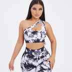 Seamless One-Shoulder Bra & Scrunch Leggings Set - High Waisted Yoga Pants by FitiqueFit