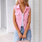 Women's Colorful Denim-Style Vest Jacket – Spring & Summer by FitiqueFit