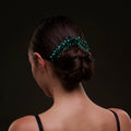 Emerald Green Crystal Leaf Hair Comb Set by Bridal Port