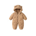 Baby Solid Color Cartoon Print Hooded Down Jumpsuit by Baby Joy