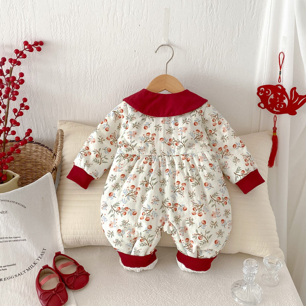 Baby Cotton-padded One-piece Bodysuit Pure Cotton Class A Winter Clothing Warm And Extra-thick by Baby Joy