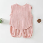Summer Pure Cotton Yarn T-Shirt And Thin Childrens Shorts Two-Piece Set by Baby Joy