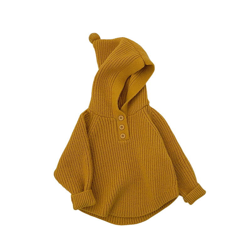 Thickened Hooded Knitted Pullover For Spring And Autumn by Baby Joy
