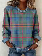 Denim Collar Patchwork Pullover Knitwear Top – Women’s Street Style by FitiqueFit
