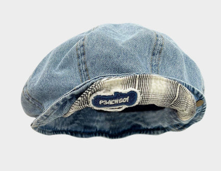 Double-Brim Turned-Up Denim Beret – Breathable Cotton Hat for Women by FitiqueFit