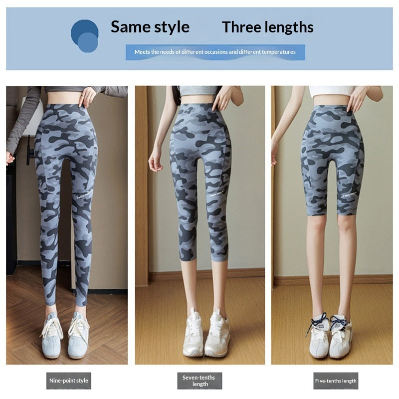 Camouflage Shark Slim-Fit Yoga Pants for Women – Multi-Length Camo Leggings by FitiqueFit