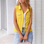Women's Colorful Denim-Style Vest Jacket – Spring & Summer by FitiqueFit