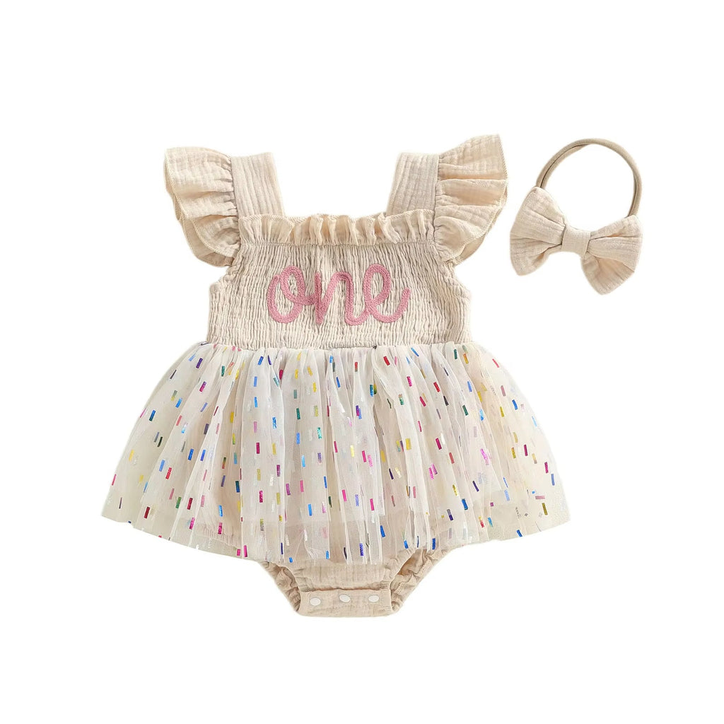 Girls And Infants Mesh Romper With A Tulle Skirt And Bow by Baby Joy