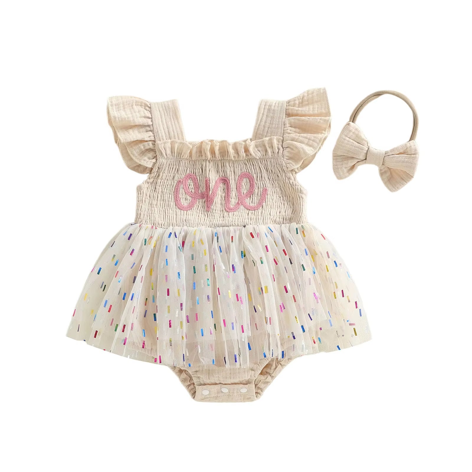 Girls And Infants Mesh Romper With A Tulle Skirt And Bow by Baby Joy
