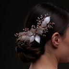 Handcrafted Rose Gold Bridal Hair Comb with Crystal Beads and Silver-Plated Wire - Elegant Wedding Hair Accessories for Brides and Bridesmaids by Bridal Port