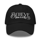 Embroidered Baseball Dad Cap - Believe - John 3:16 by inQue.Style