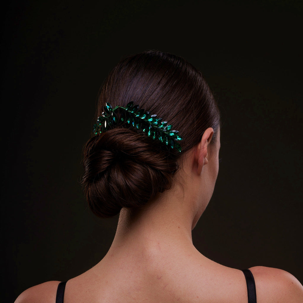 Emerald Green Crystal Leaf Hair Comb Set by Bridal Port
