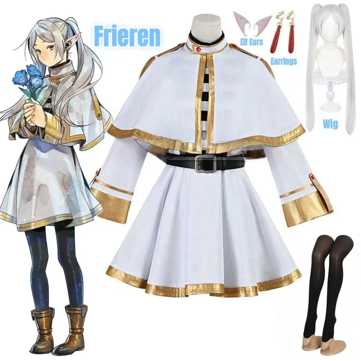 Frieren: Beyond Journey’s End Cosplay Costume – Dress with Wig & Accessories by Kawaii Stop