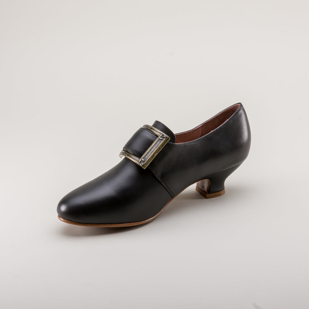 Kensington 18th Century Leather Shoes (Black) by American Duchess