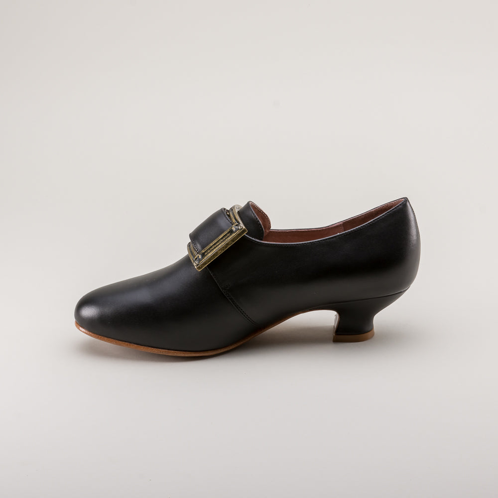 Kensington 18th Century Leather Shoes (Black) by American Duchess