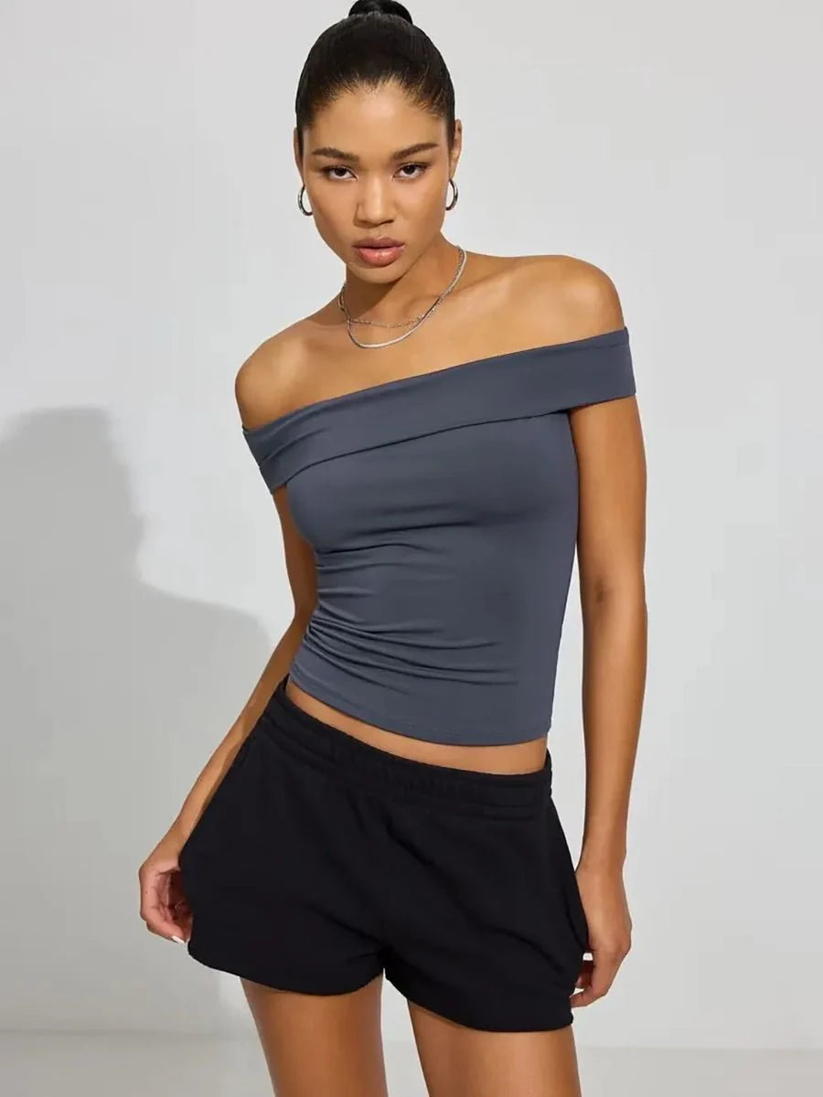 Kristy Tube Top Sexy T-shirt Off-shoulder by Celidior