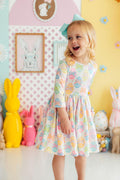 Egg-stra Cute 3/4 Sleeve Pocket Twirl Dress by Mila & Rose ®