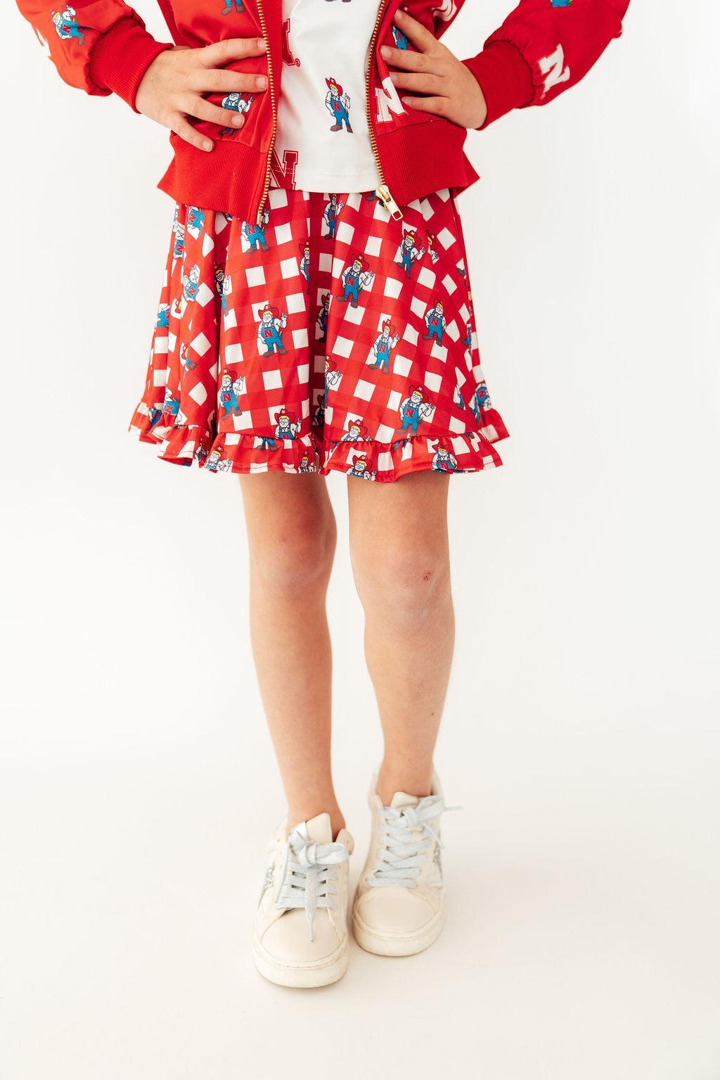 Nebraska Plaid Herbie Husker Twirl Skort by Mila & Rose ®