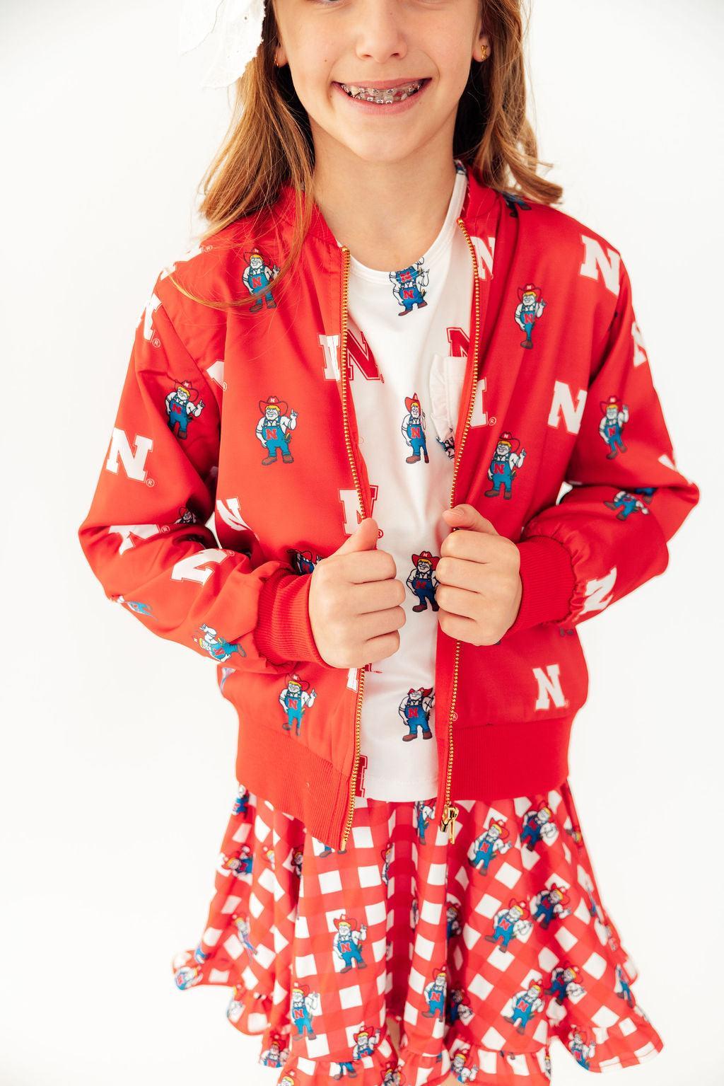 Nebraska Red Herbie Husker Satin Jacket by Mila & Rose ®