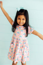 Watercolor Rainbows S/S Pocket Twirl Dress by Mila & Rose ®