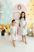Bunny Dreams 3/4 Sleeve Pocket Twirl Dress by Mila & Rose ®
