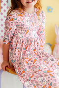 Springtime Bunnies 3/4 Sleeve Pocket Twirl Dress by Mila & Rose ®